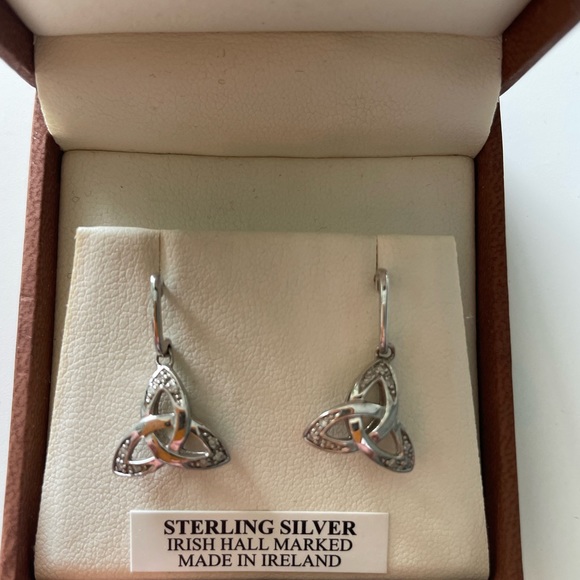 Celtic Stone Set Trinity Knot Earrings - Picture 1 of 3